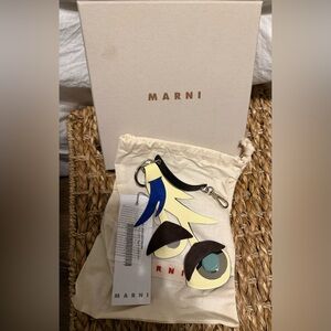 Marni Abstract Flower Keychain with Blue and Yellow Accents NWT
